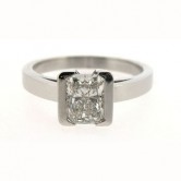 18ct white gold ring set with a modified radiant cut diamond